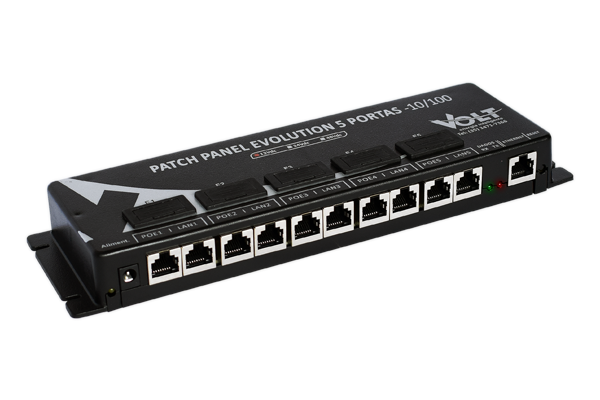 Foto do produto PATCH PANEL 05 PORTAS POE - EVOLUTION 12V FAST ETHERNET 