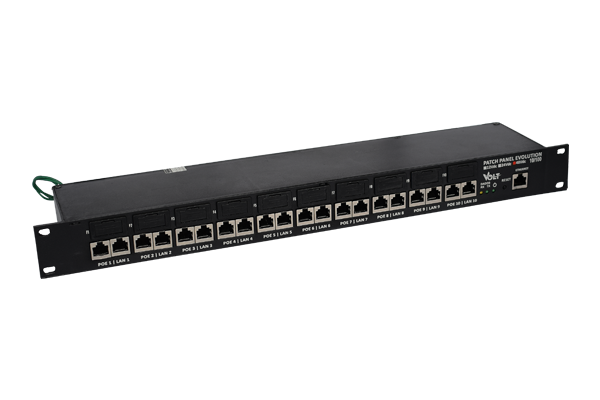 Foto do produto PATCH PANEL 10 PORTAS POE - EVOLUTION 12V FAST ETHERNET 