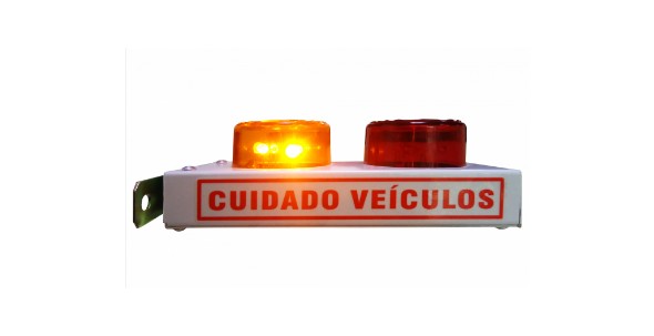 Foto do produto MINI SINALIZADOR DE GARAGEM BRANCO C/ LEDS E BIP SONORO BIVOLT 